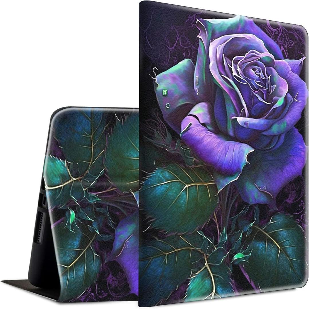 Case for All-New Kindle Fire HD 10 & 10 Plus Tablet 11th/13th Generation 2021/2023 Lightweight Smart Case Adjustable Stand Protective Cover with Auto Wake/Sleep - Purple Rose (for HD 10 2021, Purple Rose)