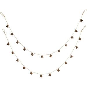 Rust Bell Hanging String of 12 Bells Christmas Jingle Bells Wall Crafts Bells Metal Vintage Hanging Bells for Home Office Wall Door Decorations,2 Pieces 50inch Decorative Bells