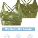 Women's Strappy Sports Bras Fitness Workout Padded Yoga Bra Criss Cross (Green, M)