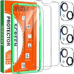 IMBZBK 3 Pack Screen Protector for iPhone 13 Tempered Glass with 3 Camera Lens Protector, Accessories 9H Anti Scratch for Apple 13, 2.5D Curved, Case Friendly, Transparent