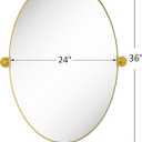 Gold Pivot Oval Bathroom Vanity Mirrror 24 x 36 Inch Tilting Metal Frame Mirror, Farmhouse Adjustable Tilt Rounded Corner Oval Vanity Mirror, Easy to Install