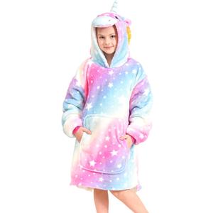 Unicorn Wearable Blanket Hoodie for Girls Unicorn Oversized Hoodie for Kids (8-9 Years, Light Pink)