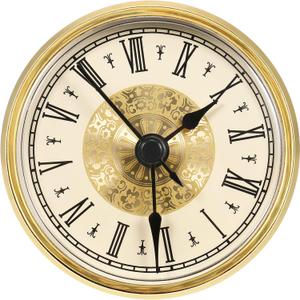 Hicarer 2.8 Inch/ 70 mm Roman Numeral Clock Insert with Gold Trim, Quartz Movement