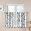 MYSKY HOME Floral Kitchen Tier Curtains 36 Inches Long Grommet Room Darkening Thermal Insulated Half Window Drapes for Small Windows Cafe Bathroom, W52, 2 Panels, Yellow and Blue