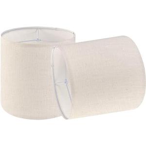 Set of 2 Oatmeal Tall Linen Drum Lamp Shades Medium Lamp Shade 9.8" Top x 9.8" Bottom x 10.8" High (Spider) Farmhouse Lampshade for Table & Beside Lamp - Natural Linen - Lampshades Replacement
