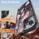 Goodon for iPhone 15 Plus Case with Privacy Screen Protector, Compatible with Magsafe, Shockproof Translucent Matte Cover - Cute Floral Design Phone Case for Women and Girls - Blooming Cherry