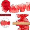 GORGECRAFT 5 Yards Red Lace Ribbon Organza Fabric Ruffle Pleated Trim 4.72 Inch Width Retro Tulle Chiffon Trimmings Edge Pearl Beads Applique Border for Sewing Dress Costume Decoration DIY Crafts