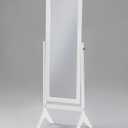 White Finish Wooden Cheval Bedroom Free Standing Floor Mirror