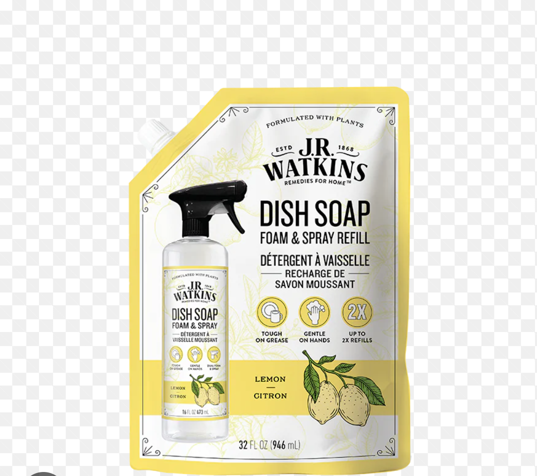J.R. Watkins Foaming Hand Soap Refill, Moisturizing Foam Hand Wash, All Natural, Alcohol-Free, Cruelty-Free, USA Made, Lemon, 28 fl oz, 3 Pack