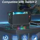 Cooling Fan Dock for Switch 2 Console, Dual-Fan Cooling Base Compatible with Switch 2, 3 Adjustable Speeds, 8 RGB Lighting Modes, Open Airflow Design, Wall Mountable, Includes Type-C Cable