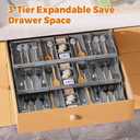 3 Tier Drawer Organizer - Expandable Junk Drawer Organizers Smart Office Supply Organizer, Folding Drawer Storage Multi-level Desk Organizer for Makeup,Jewelry,Cosmetics,Kitchen Storage (1 Row 3 Tier) (Grey)