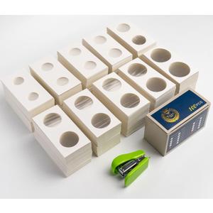 Boen Coin Flips 10 Assorted Sizes 1000Pcs Coin Holders for Colletors The Coin Collection Supplies Include A Mini Stapler The Coin Cardboard Coin Flips for Coin Collection (10 Assorted Size 1000pcs)