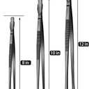 JETKONG 3 Pcs Kitchen Tweezers Tongs, Stainless Steel Cooking Tweezers, 8+10+12 Inch Ideal for meat, pasta, plating and pinching delicate small pieces of food (Black)