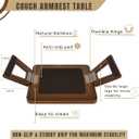 Sofa Table Tray - Bamboo Couch Armrest Table Universal Fit - Sofa Table With Non-Slip Pads to Keep Things in Place -13 x 9.5 Inch Armrest tray table for couch (Brown)