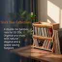 Lyellfe CD Holder Rack, Bamboo CD Rack Organizer with Rubber Feet, DVD Display Shelf for Movie Cases, DVDs, Cassette Tape, Holds up to 32 CD Cases