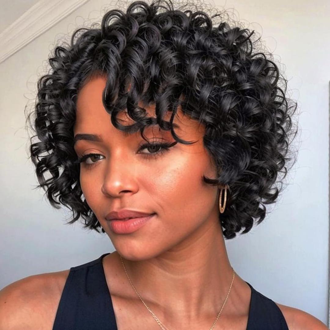 Leeven Gogo Curl Crochet Hair 6 Inch 8 Packs Black Ocean Wave Crochet Hair Pre Looped Deep Twist Goddess Box Braids Short Curly Water Wave Synthetic Braiding Hair for Women Girl Kids