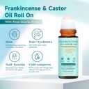 2 x Organic Castor Oil Rose Quartz Roller Ball – 100% Cold Pressed Hexane Free Castor Oil Roll On for Facial Skin Care, Fine Lines, Wrinkles & Under Eye Puffiness
