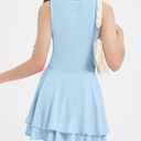 EXARUS Girls Summer Dress Teen Dance Graduation Tween Mini Ruffle Flowy Ruched Short Party School Dresses Kids 12Y (Blue)