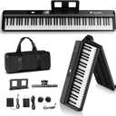 [2024 New]FingerBallet 88 Key Folding Piano Keyboard,Full Size Semi-Weighted Portable Digital Piano,Foldable keyboard Built-in Bluetooth & MIDI for Adult, Toddlers, Kids