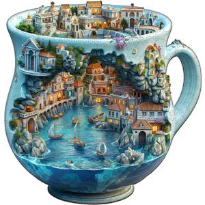 Wooden Puzzles for Adults - Seaside Town Wooden Puzzle, Unique Shape Wood Jigsaw Puzzle for Adults, Wood Puzzles Adult, Gifts for Friends and Family, Wall Art Home Decor (250pcs 13.4 * 13in L), Large