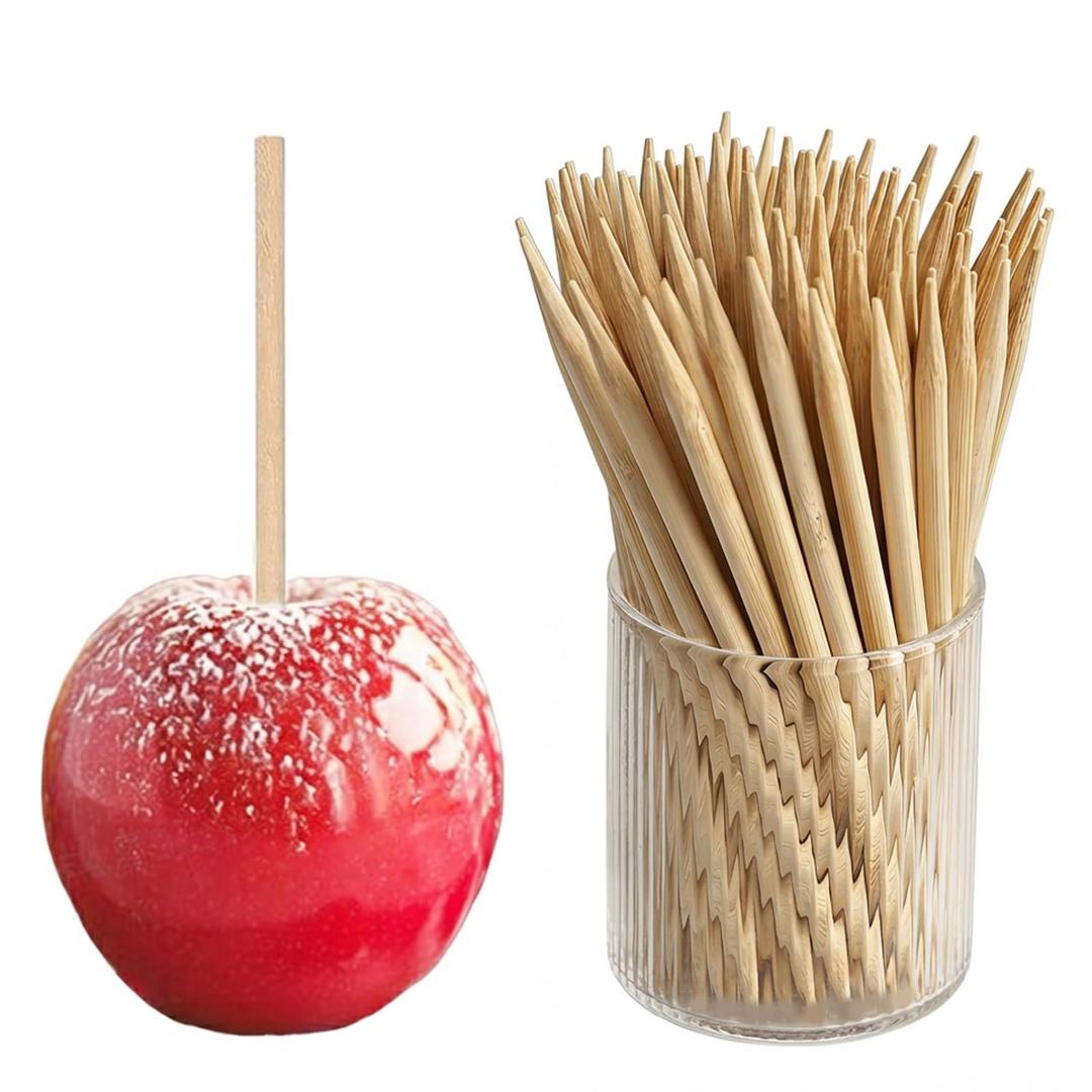 2 x HANSGO 100PCS Candy Apple Sticks, 6 mm 5.25 inch Bamboo Skewers