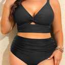 Daci Plus Size Two Piece Swimsuits - Women High Waisted Bikini Tummy Control Bathing Suits Knot Twist Swimwear 2025
 Size 12W