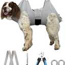Kkiimatt Dog Grooming Hammock Hanging Harness for Nail Trimming,X-Large Dog Grooming Sling with Thick Neck Support,Gray Dog Holder for Pet Grooming