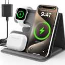 Wireless Charger iPhone, Fast Charging Station for Apple Watch, 3 in 1 Portable Charge Stand for Samsung Galaxy S24/S25 iWatch iPhone 16 15 14 13 12 Pro Max AirPods