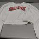 Sumtory Women Long Sleeve Crew Neck Sweat Shirts Loose Fit Letter Print Pullovers Crop Tee Tops (Small, 23# White #Ohio State)