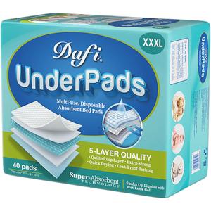 DAFI Disposable Bed Pads Extra Large 36”x 36”(40 Count) Adult Incontinence Underpads, Effective Odor Control Pee Pads, Chucks Pads, Super Absorbent Protection for Elderly, Adults, Baby