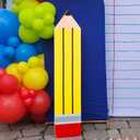 Threehoney 4ft Back to School Pencil Cardboard Cutouts Giant Jumbo Pencil Photo Prop Life Size Cutout Stand Decor for Welcome Back Pencils Decor First Day of Schools Teacher Party Decorations