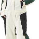 Women One Pieces Ski Suits Waterproof Warm Insulated Ski Jumpsuit Removable Hood Snowsuit for Snow Sport (XX-Large, White)