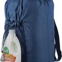 Laundry Bag Backpack with Detergent Holder and Adjustable Shoulder Straps, Clothes Laundry Backpack for College, Travel, Apartment, Laundromat, Dorm Room (Blue)