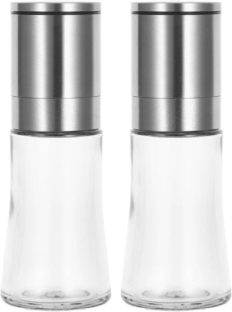 2pcs Manual Stainless Steel Pepper Grinder and Salt Shaker Adjustable Spice Mill Refillable Handheld Seasoning Dispenser for Outdoor Cooking and Kitchen Use