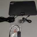 TV Antenna Indoor, Digital Amplified Indoor HDTV Antenna, 1080p VHF UHF Television Local Channels Detachable Signal Amplifier and 16.5ft Long Coax Cable (Black)