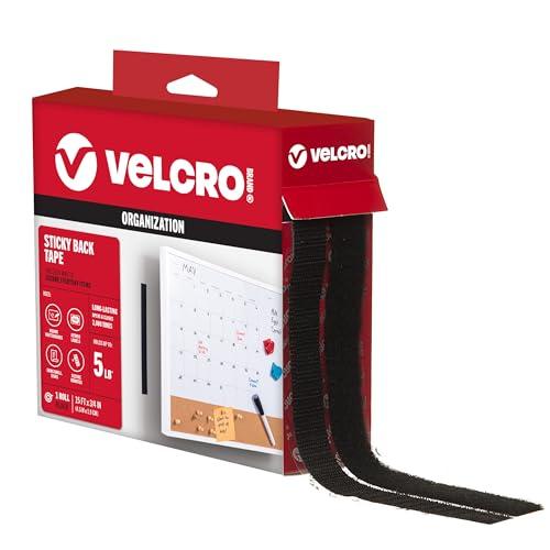 VELCRO Brand Sticky Back Tape for Organization, 15' x 3/4", Black, (90081)