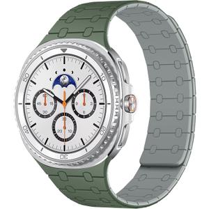 Amizee No Gap Band Compatible with Samsung Galaxy Watch 8 Band 40mm 44mm/Watch 8 Classic 46mm, Magnetic Silicone Strap for Women Men, GR/Mid-Gray