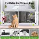 Bug-Proof Screen Cat Door for Window,22"-28.5" Adjustable Width,1-Min Install | Stainless Steel Mesh + Aluminum Frame | Ventilated | Magnetic Closure Sliding Pet Door Window Insert for Cats