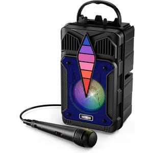 Dnil Portable Wireless Speaker with high-Definition Sound Quality, Voice Control Function, RGB Multi-Color Rhythm Lights, Suitable for Home and Outdoor use (Blue)