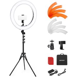 NEEWER 55W 18"/45cm Ring Light Kit [New Version], 5600K Dimmable LED Ringlight Tripod Stand Phone Holder for iPhone Selfie Makeup Lash Tattoo Studio Photo Video Recording Photography Lighting, RL-18