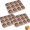 3 Pack Mini Cake Pan, 12-Cavity Non-Stick Mini Fluted Tube Cake Pans, 10 x 7.7 x 0.8 Inch Carbon Steel Doughnut Pan, Petite Fluted Cake Pan