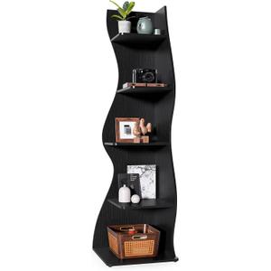 LITTLE TREE Small Corner Shelf, Modern 5-Tier Wall Wavy Corner Bookshelf, 1 Pack