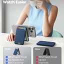 for MagSafe Wallet, 5 Card Holder with Stand, Magnetic Phone Wallet Stand for iPhone 17/16/15/14/13/12 Pro Max Air Plus Series, RFID Blocking Vegan Leather,Navy Blue