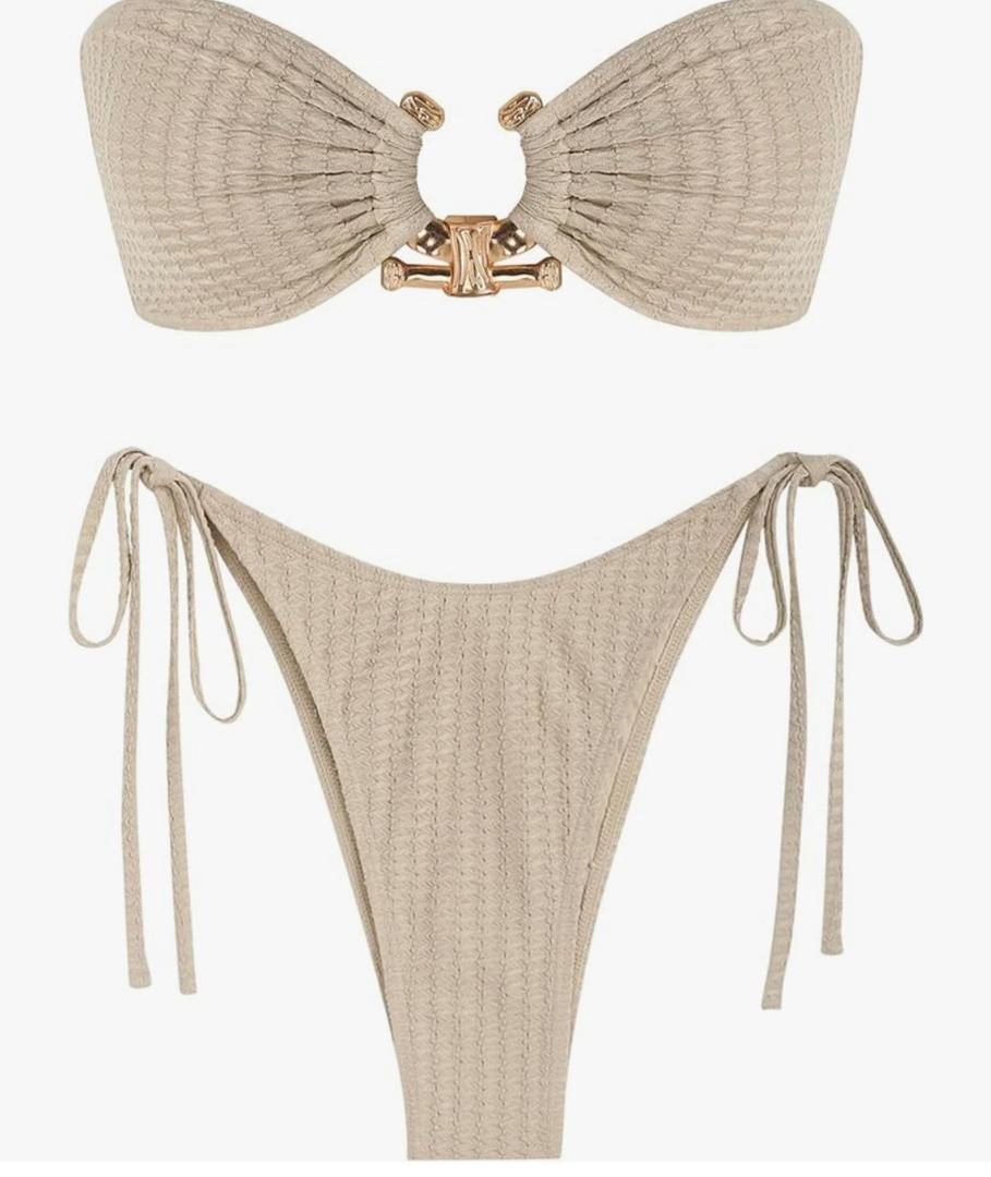 ZAFUL Bikini Sets for Women Strapless Top Sexy High Cut Bathing Suit Bandeau Two Piece Swimsuit String Beach Swim Suit 2026 XS