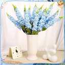 15 Pcs Delphinium Artificial Flowers for Decoration, 27.5 Inch Long Stem Larkspur Fake Flowers Light Blue Faux Silk Bouquets for Tall Vase Wedding Home Decor Floral Arrangements(Light Blue)
