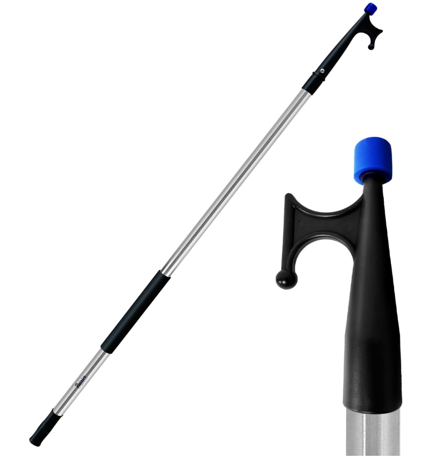 RainierSupplyCo Boat Hook with Telescoping Extension Push Pole for Docking & Mooring - Extends from 4.5 to 8 ft - Floating & Lightweight Boating Pole with Nylon Tip & Threaded End for Boat Accessories