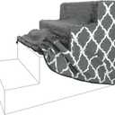 Best Pet Supplies Foam Pet Steps Cover for Small Dogs and Cats, Portable Ramp Stairs for Couch, Sofa, and High Bed Climbing (Cover Only) - Gray Lattice, 4-Step (H: 18") (Cover Only)