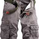 Mens Cargo Shorts Cotton Work Shorts Multi Pocket Casual Workout Shorts for Men NO Belt (36, Grey Green)