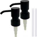 Soap Pump Replacement, Hand Soap Dispensers Pump for Bathroom, Replacement for Round 1.1in (28 mm) Neck Bottles, Rust Proof&Leak Proof for Soap Lotion Bottle Upcycling (Matte Black, 2 Pack)