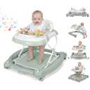 5 in 1 Baby Walker, Music and Lights Foldable Baby Walker with Wheels, 3 Adjustable Heights, with Bouncer Combo, Rocker, Activity Walker for Baby Boy and Girl 6-18 Months (Green)